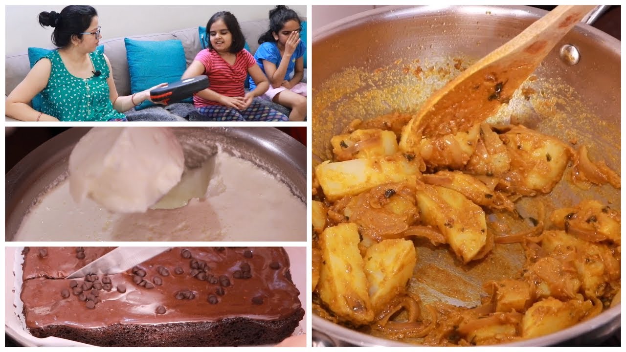 How to make Biscuit Cake | Aloo Pyaz ki Punjabi Kadhi | Simple Indian Dinner Idea | hindivlog PART2