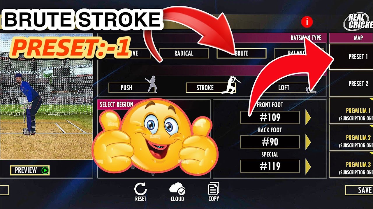How to win every game with the Brute Stroke preset in Real Cricket 22.