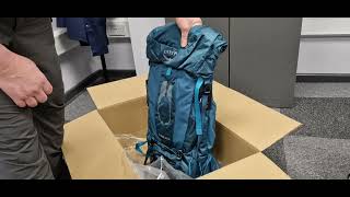 Randomly requested unboxing of an Osprey Atmos AG 65 in blue...