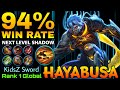 94% Win Rate Hayabusa Next Level Shadow! Double Gameplay - Top 1 Global Hayabusa by KidsZ Sword - ML