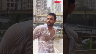 Handsome Guy Physique Wet White Shirt And Rain