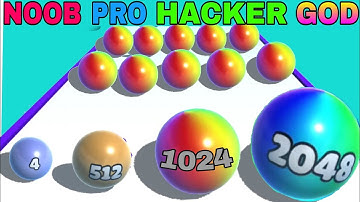NOOB vs PRO vs HACKER vs GOD in Ball Merge 2048