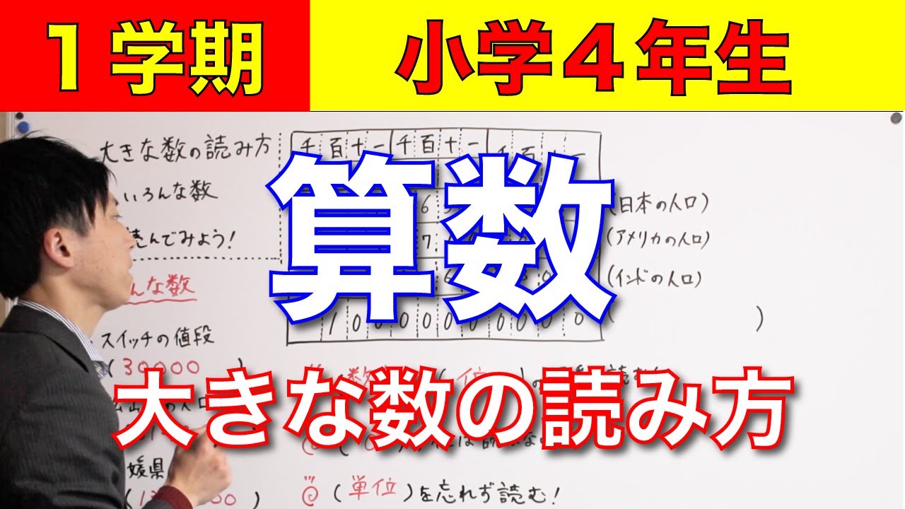 小学４年生 算数１ー１ 大きな数の読み方 Youtube