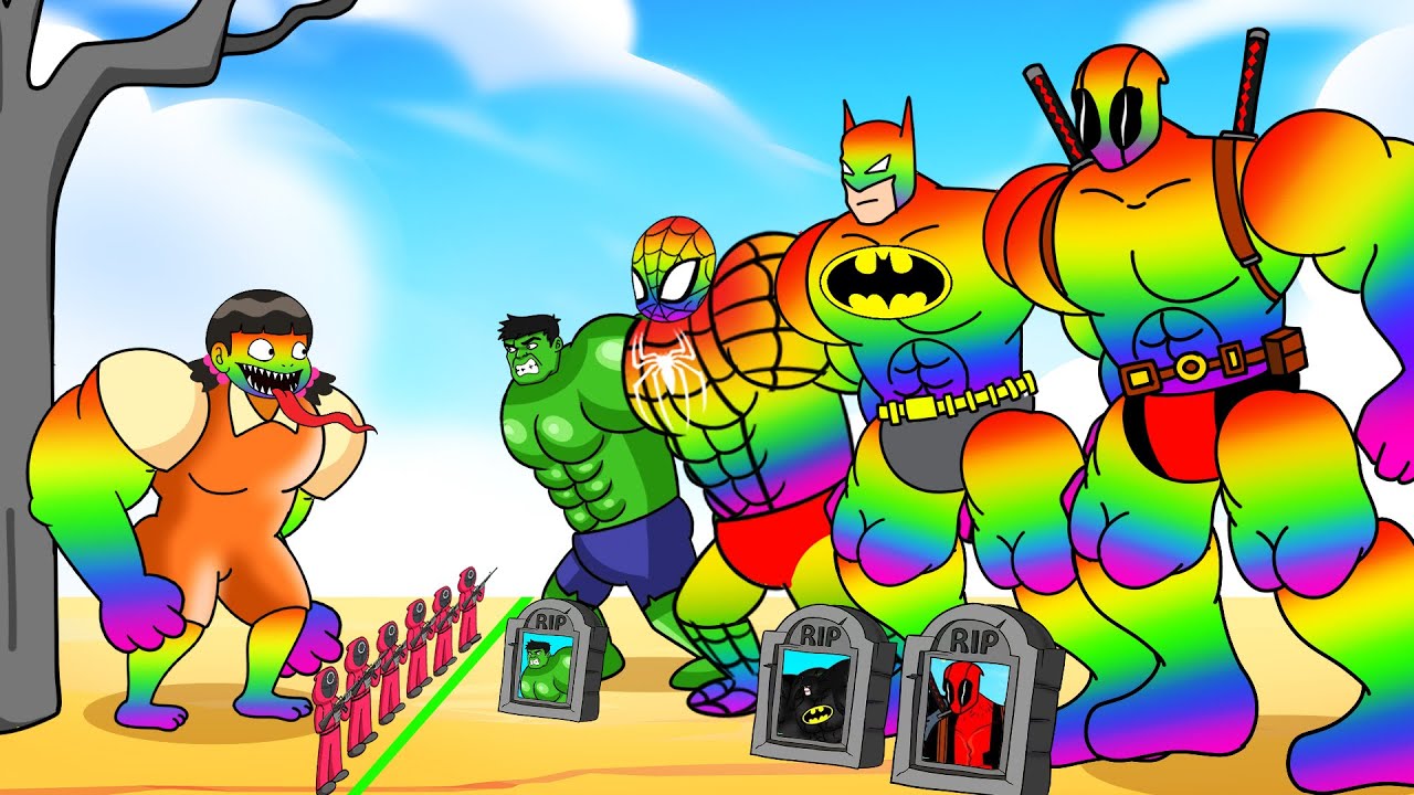 Evolution Of RAINBOW BATMAN, DEADPOOL & HULK Playing Squid Game 2 Animation | 몽어스 오징어 게임 2