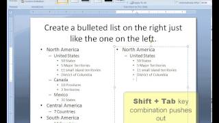 PowerPoint 2007 Lesson 10 Tab, Shift-Tab, Promote, Demote