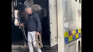 Three parts to loading, with Michael Peace and a Police Horse.