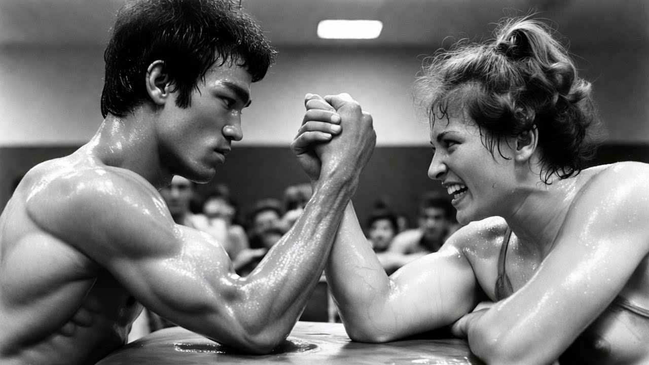 Bruce Lee Fight With Arm-Wrestled Female World Champion — Table Broke (1969)