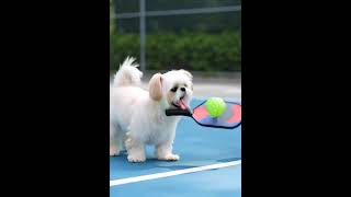Shih Tzu plays Pickle ball