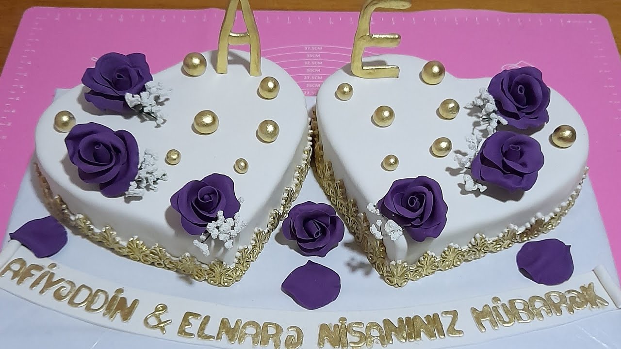 TORTUN BƏZƏDİLMƏSİ ÜRƏK TORTU NİŞAN TORTU CAKE DECORATION