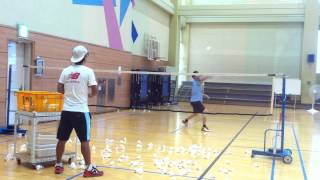 Badminton lesson 20150608(MON) - smash / backhand drive / forehand hairpin 3