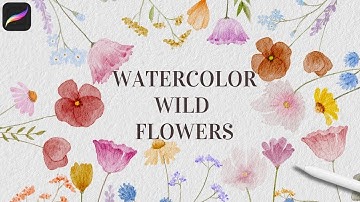 How to Paint Watercolor Wildflowers in Procreate  | Realistic Watercolor Floral Procreate Tutorial