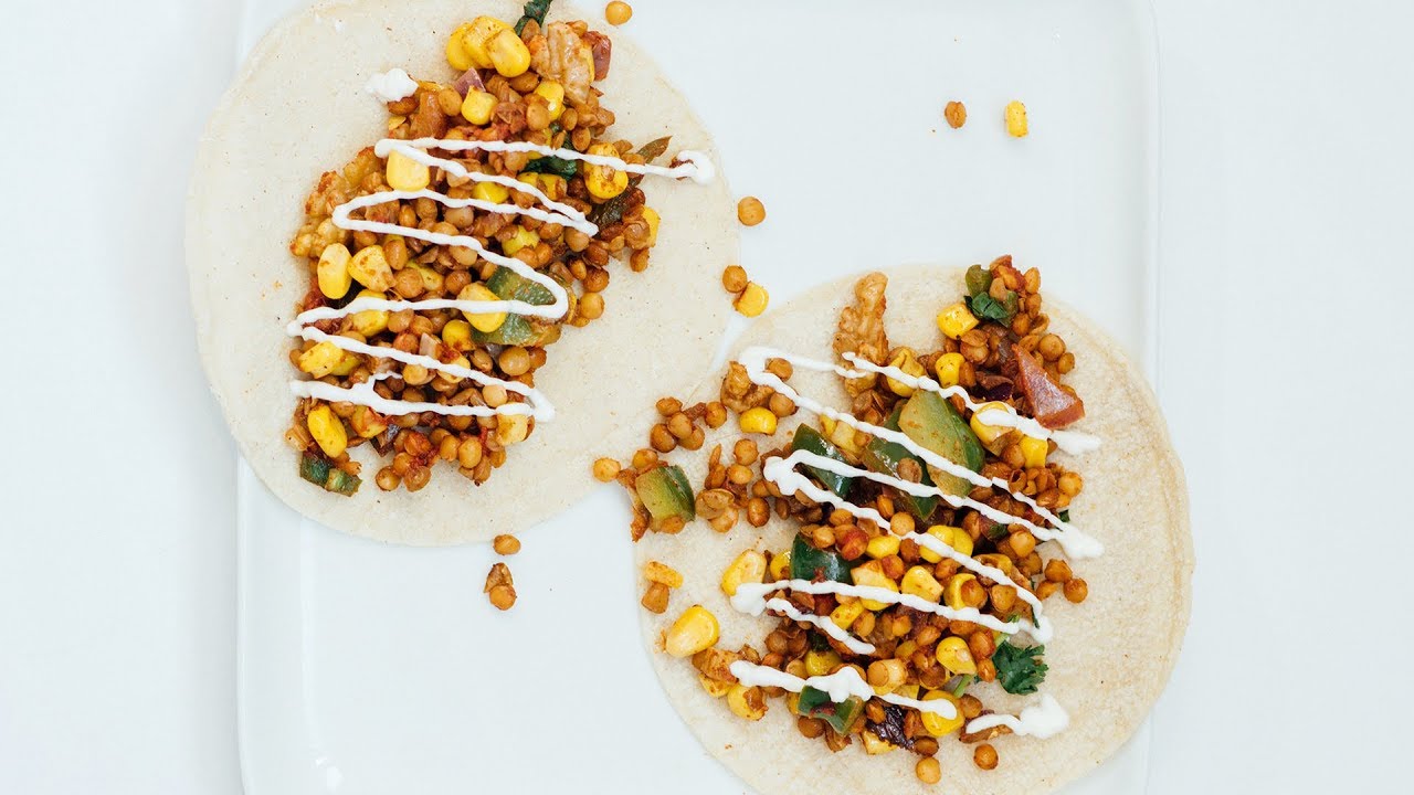 Vegansk taco med linser og nøtter