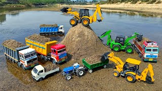 Jcb 5Cx Loading Mix Sand Stone Dumper Truck Tipper Tractor Pickup? Jcb Ki Khudai Tractor Cartoon