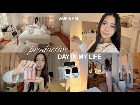 7AM-9PM productive day in my life | room + beauty room cleanup, new hair, makeup haul, what I eat