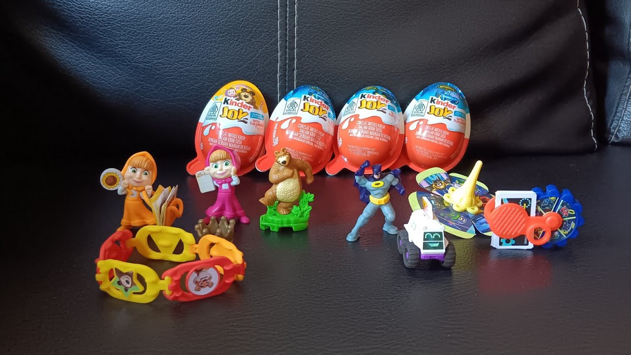 Kinder Joy Indonesia Masha And The Bear Edition & Batwheels Edition Unboxing Surprise Egg