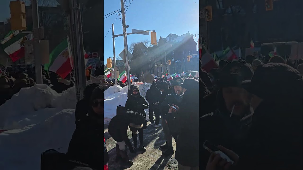 today 01 Feb 2026 downtown Toronto Canada Iranian protesting against Islamic regime 