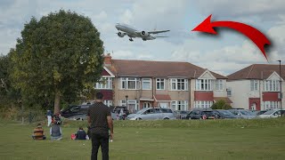 Azerbaijan Boeing 787 Emirates Airbus A380 landing close to houses