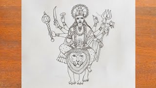 मां दुर्गा जी का चित्र बनाना सीखें | How to Draw Maa Durga Devi with Pencil Sketch Easy step by step screenshot 5