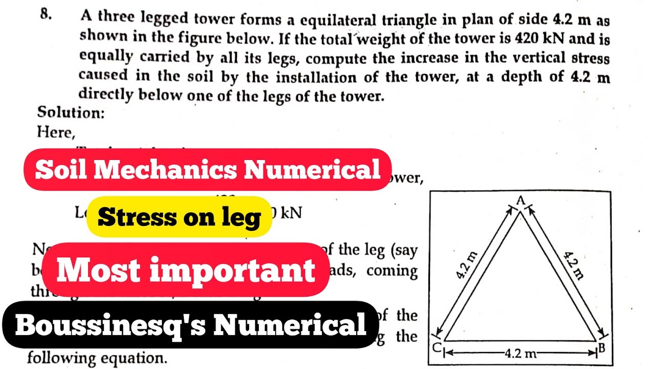 Vertical Stress on the Leg of Tower | Boussinesq Theory Vertical Stress on the Leg of Tower | Boussinesq Theory