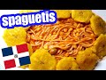 SPAGUETI CON SABOR DOMINICANO   / TOSTONES CRUJIENTES