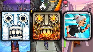 Temple Run 2 Frozen Festival Vs Temple Run 2 Volcano Island Vs Angry Gran Run