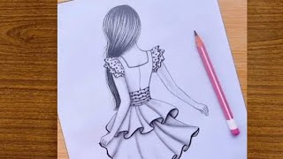 Very Easy Girl Drawing | Girl Drawing Step By Step | Circle Drawing