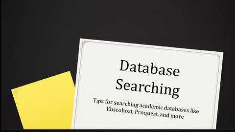 Research 101: Database Searching