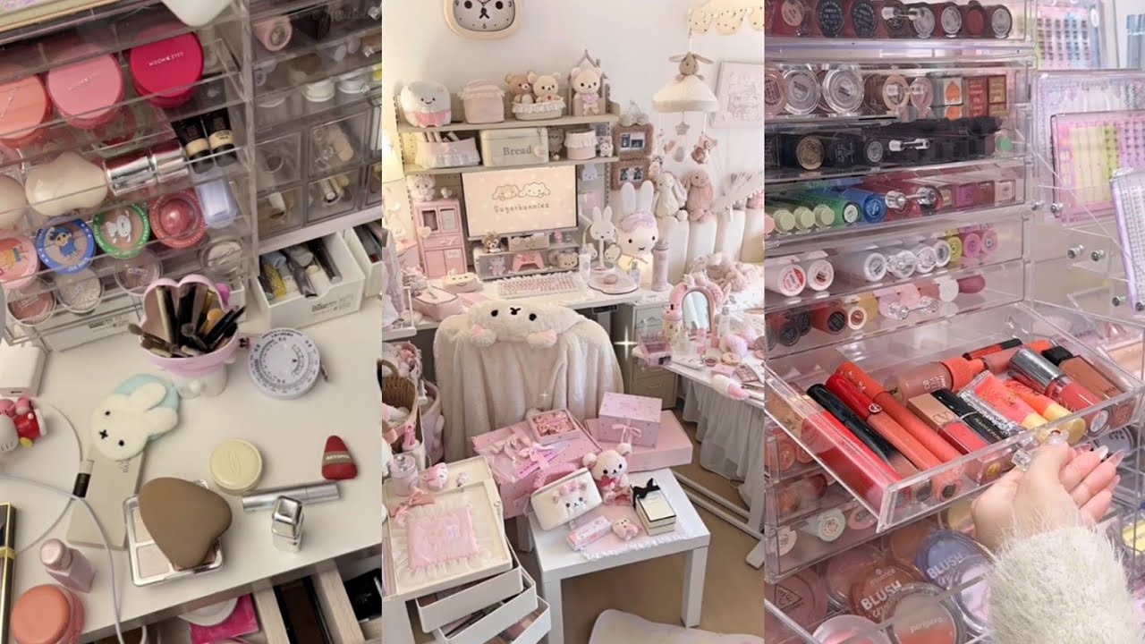 ASMR MAKEUP STOCKING & ORGANIZING VANITY 🎀