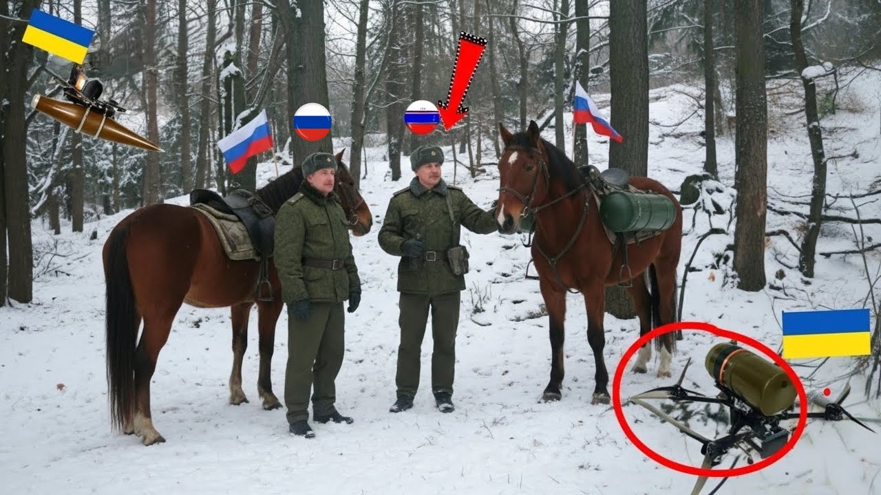 Двое российских кавалеристов подверглись нападению украинских FPV-дронов во время остановки (*ШОК...