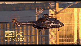 (4K) Super Puma Bundespolizei VIP Transport at G7 Summit 2022 at Munich Airport MUC EDDM