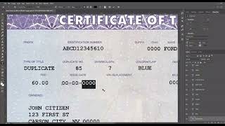 New Jersey car title certificate editable template, 2 pages