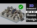 🏠 40x30 Feet Modern House Design in 3D Animation | Small House Tour 2025 | 3D house Plan