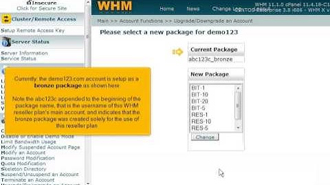 How to upgrade - downgrade an account in WHM | HostVizor