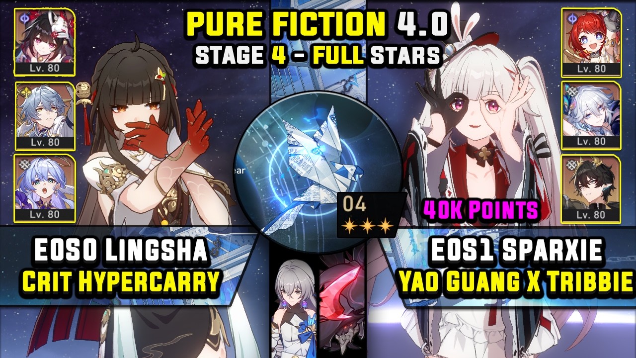 E0 Lingsha Crit Carry & E0 Sparxie Carry W/ Yao Guang (3 Stars) Pure Fiction 4 Honkai Star Rail 4.0
