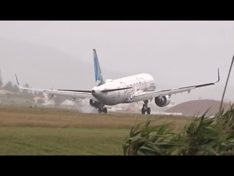 4 Azores Airlines A321neo Landing and Taking Off with CROSSWIND at Ponta Delgada!!