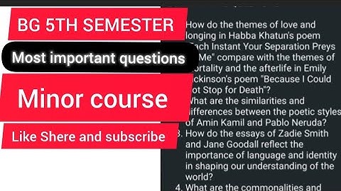 BG 5TH SEMESTER GUESS PAPER OF MINOR COURSE  GENERAL ENGLISH, COMPUTER APPLICATION