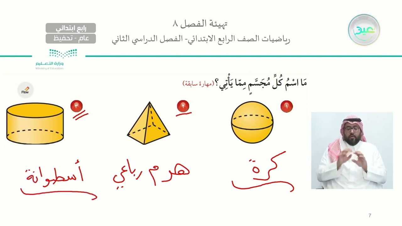 تهيئة الفصل 8 - الرياضيات - رابع ابتدائي
