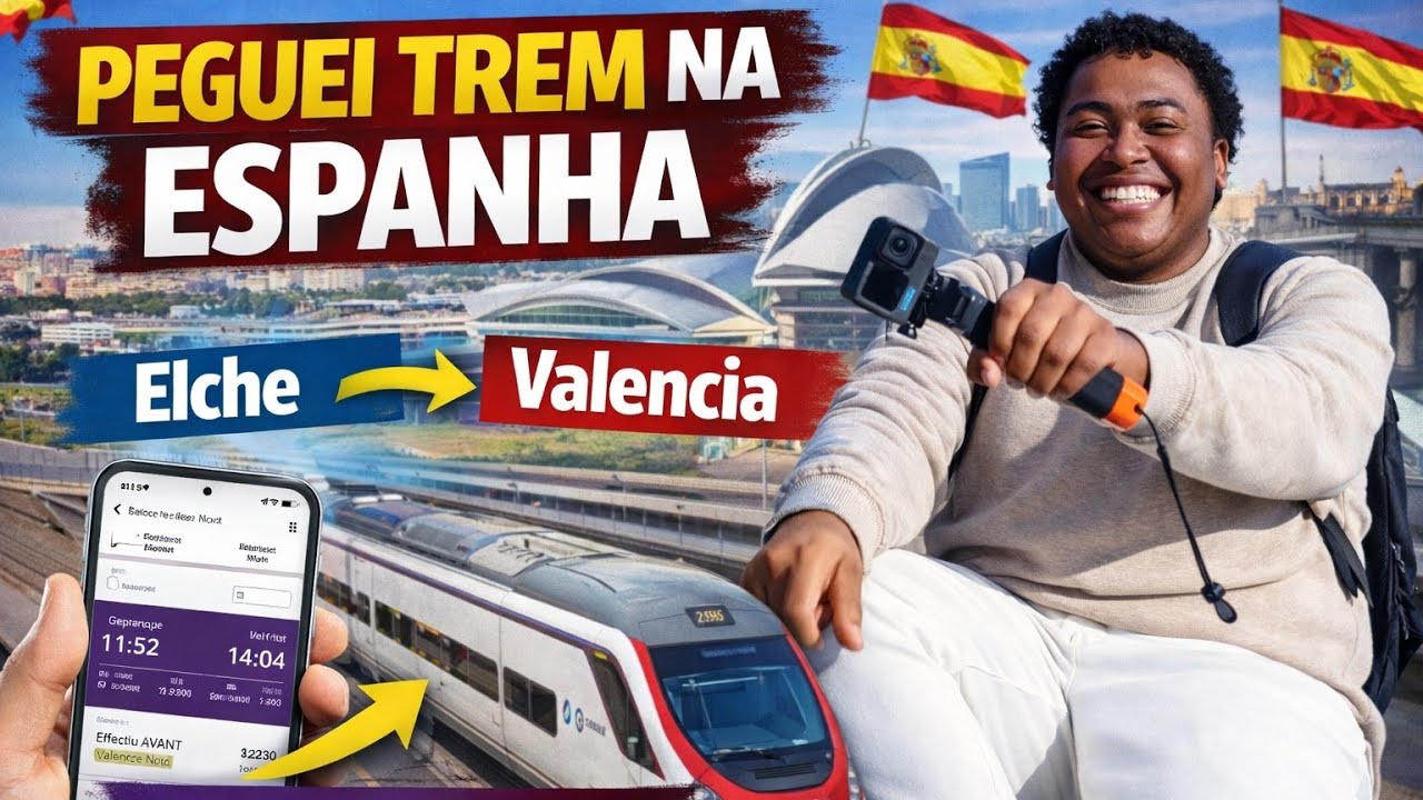 MINHA EXPERIÊNCIA NO TREM ESPANHOL 🇪🇸 | ELCHE PARA VALÊNCIA / 