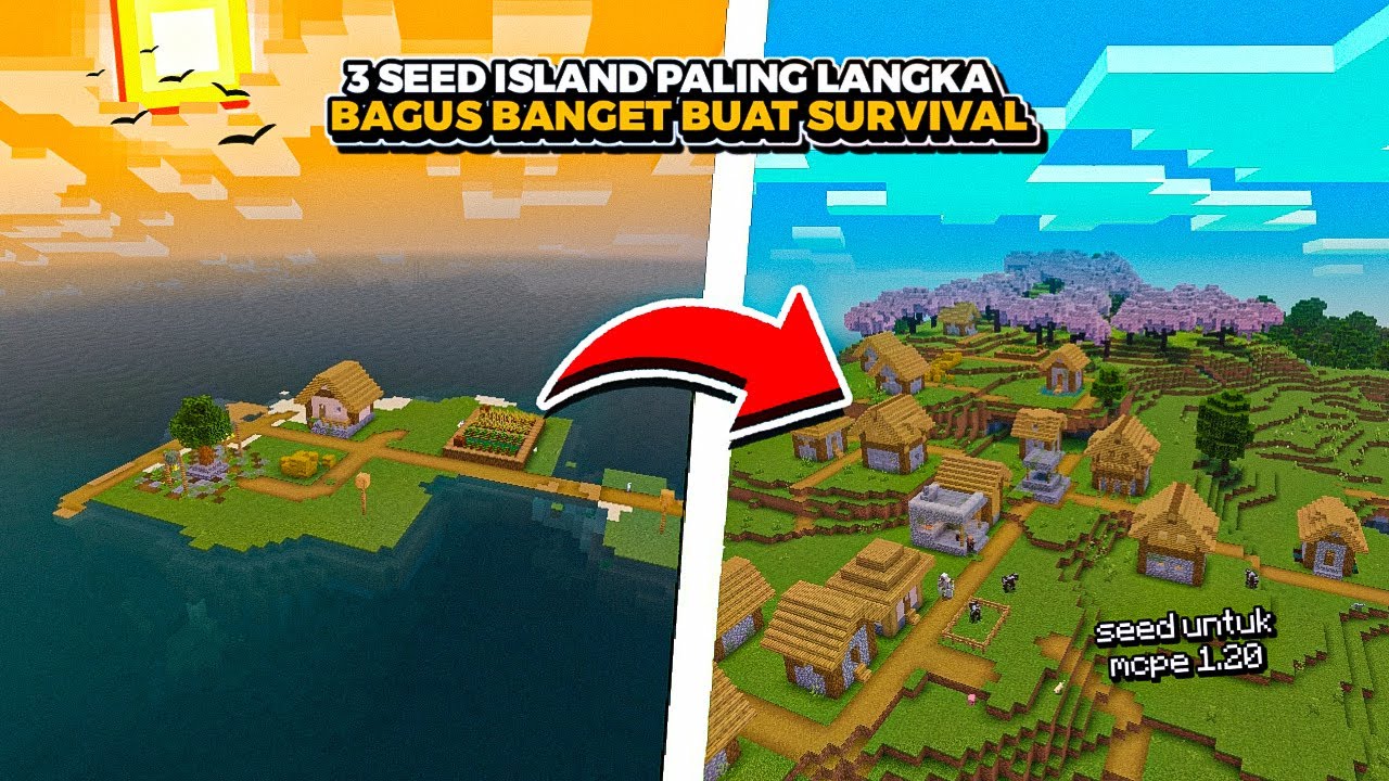 3 SEED MCPE ISLAND PALING LANGKA, BAGUS BANGET UNTUK SURVIVAL!!! - YouTube