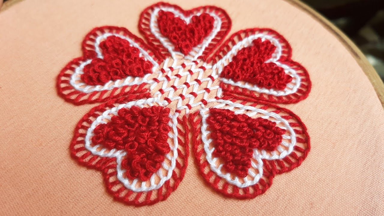 Fancy Flower Embroidery using Ring Knot Stitch (Hand Embroidery Work