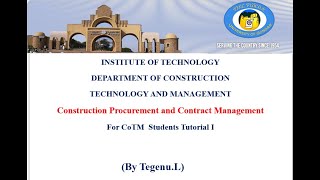 construction procurement and contract management tutorial one