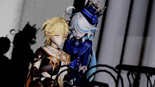 Aether and Ayaka in Fontain [Genshin Impact MMD/60fps] #genshinimpact #aether #ayaka #furina #원신