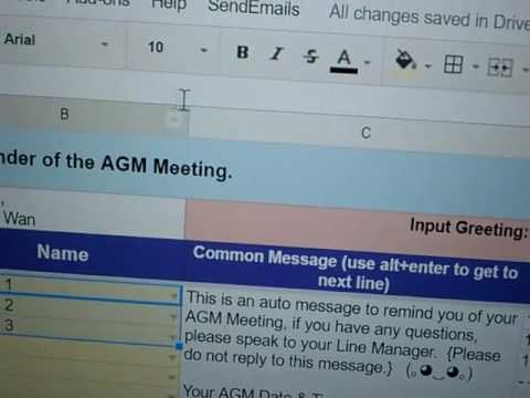 Sending Emails Via Google Sheet ~ Show & Tell