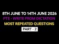 PTE Listening Write from Dictation (Part-2) June 2026 Exam Prediction | Write from Dictation 2026