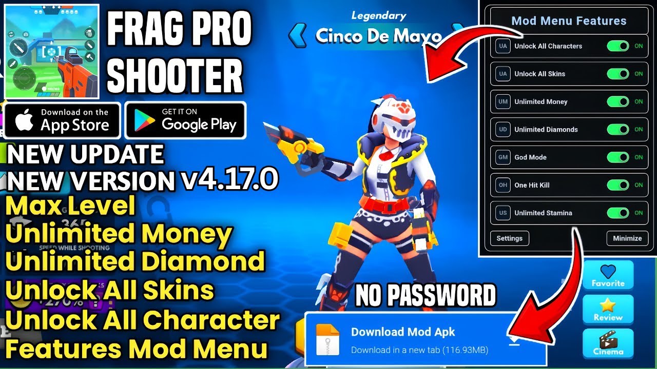 Frag Pro Shooter Mod Menu v4.17.0 Terbaru 2026 - Unlock All Characters & Unlimited Everything