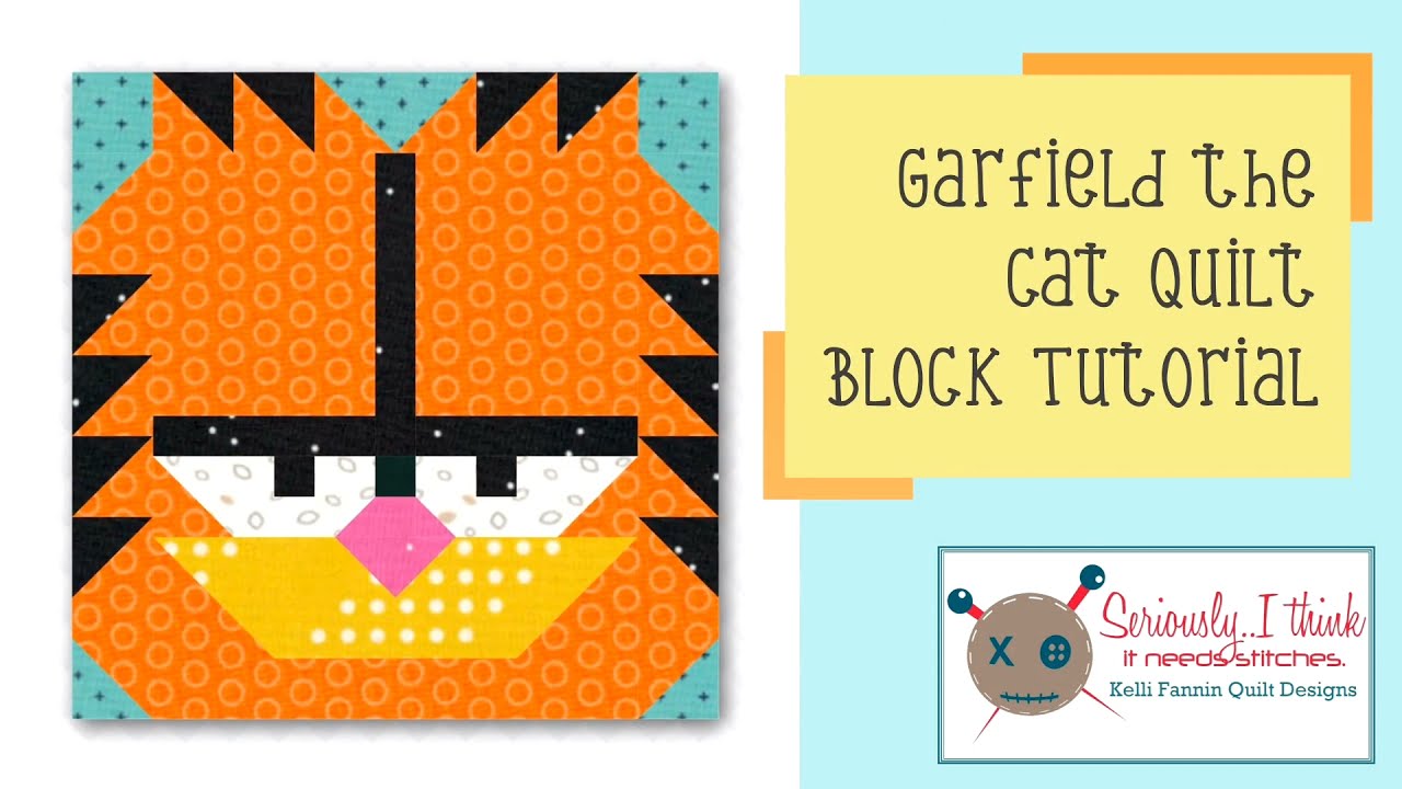 National Garfield the Cat Day Garfield Inspired Quilt Block Tutorial by