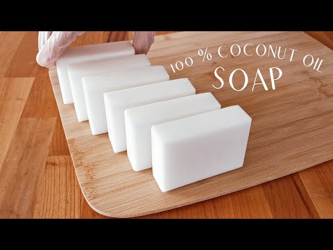 How to make 100 % coconut oil soap - Simple cold process soap making