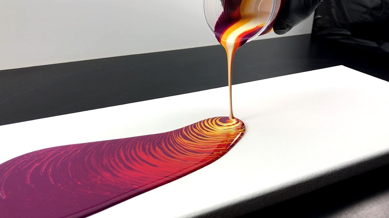 ⁣Acrylic pour Painting - Swirl technique with five colors