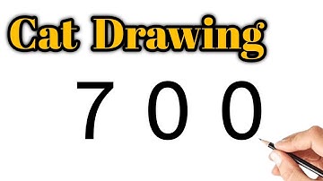 How to draw a cat 🙀 with number 700 | Cute Cat Drawing Step by Step  | How to draw a cat with pencil