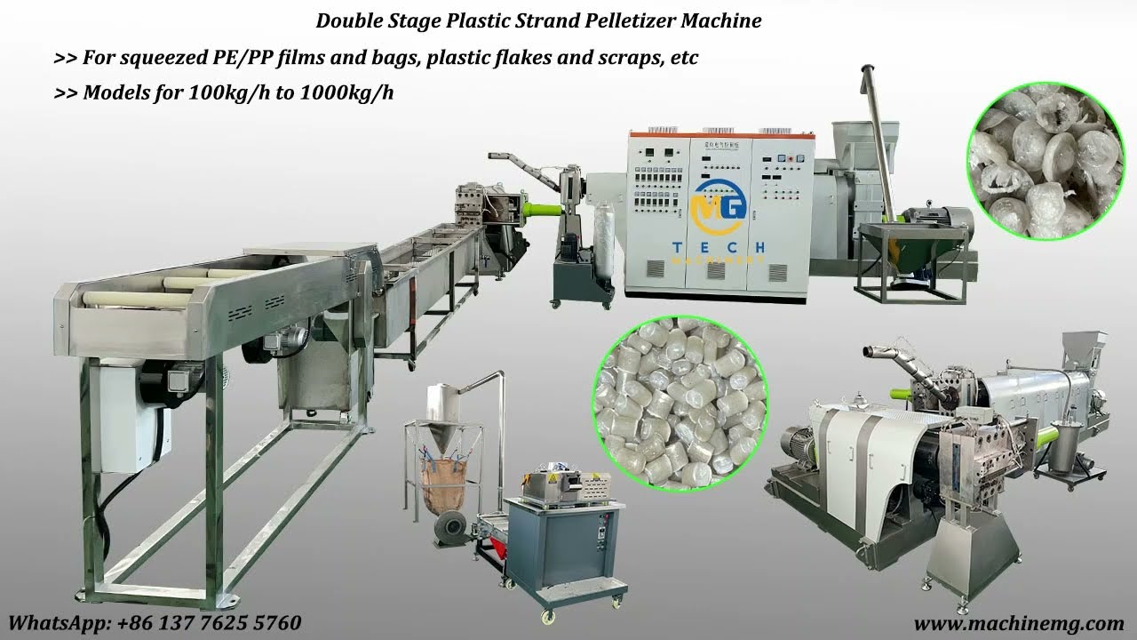 Cost effetive plastic strand pelletizer line for pelletizing squeezed plastic film and rigid plastic